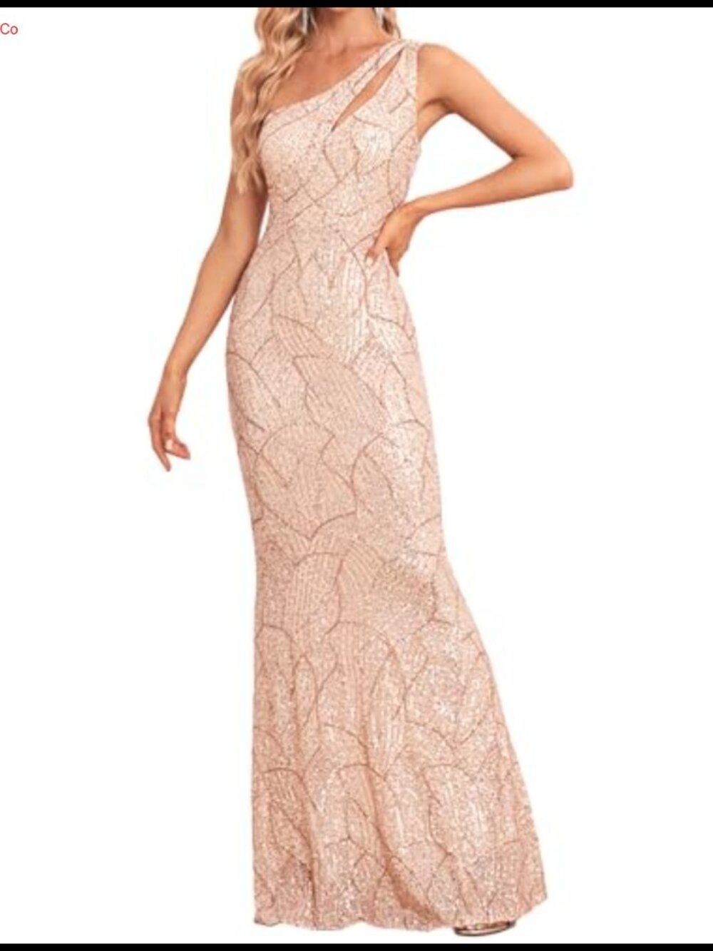 One Shoulder Sequin Maxi Formal Evening Gown Tassel Sleeve Mermaid Dress